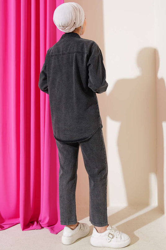 Ensemble deux pièces en denim défoncé Smoke