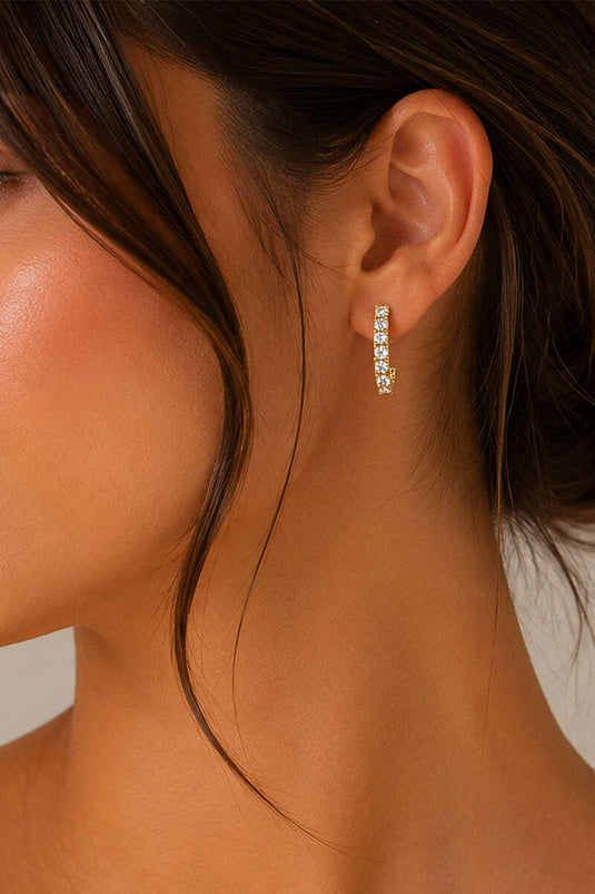 Row of Stone Earrings Gold