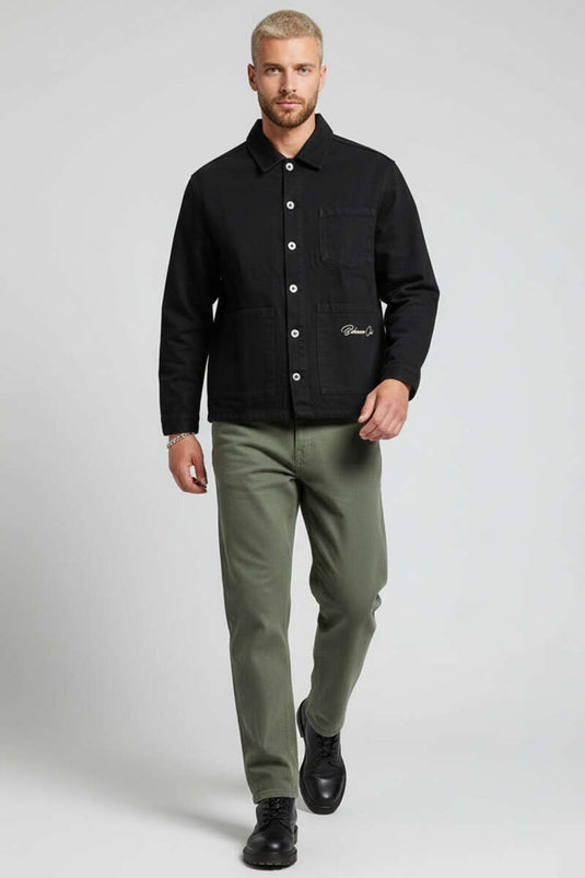 Men's Denim Jacket with Back Support Black