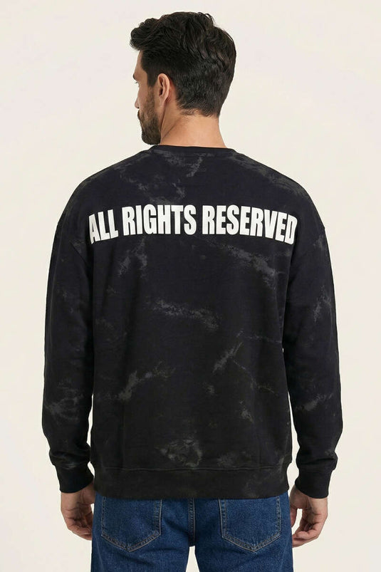 Rückenbedrucktes, geprägtes Herren-Sweatshirt Schwarz