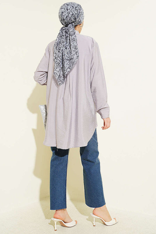 Chemise ample basique plissée dans le dos gris