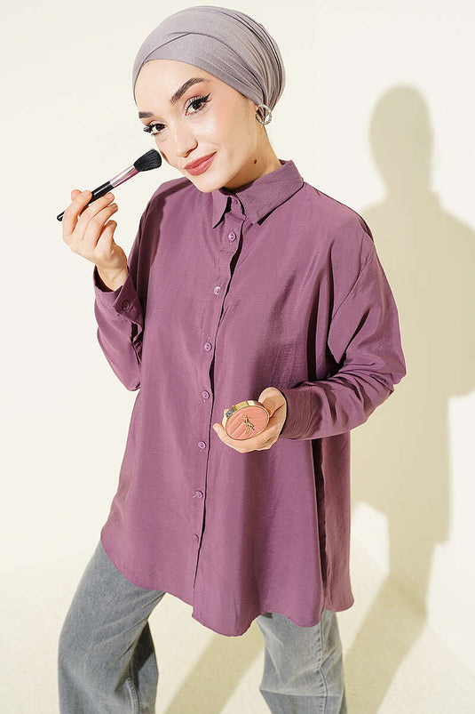 Basic Loose Shirt with Back Pleats Magenta