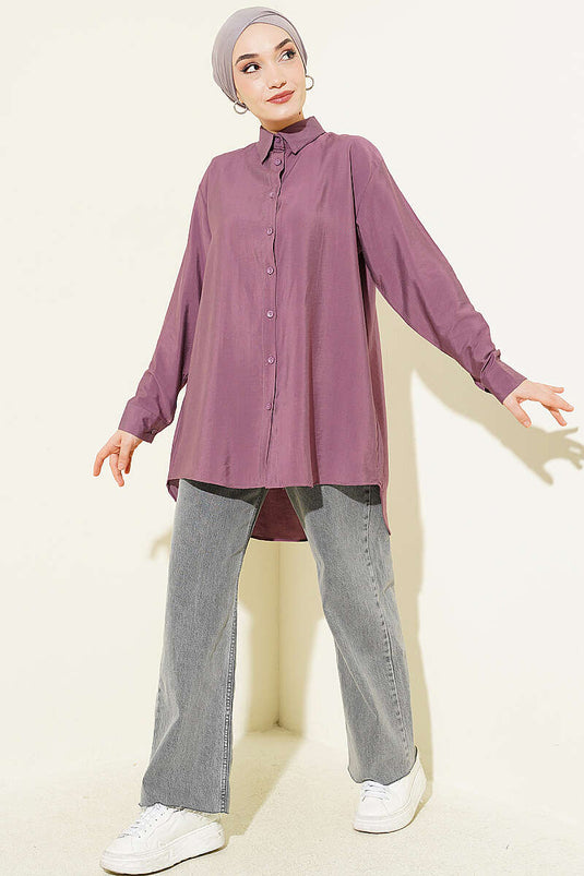 Basic Loose Shirt with Back Pleats Magenta
