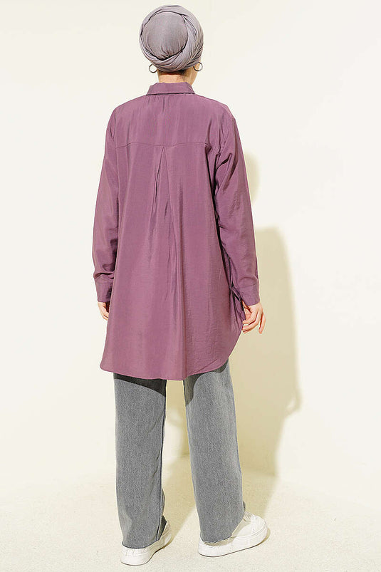 Basic Loose Shirt with Back Pleats Magenta
