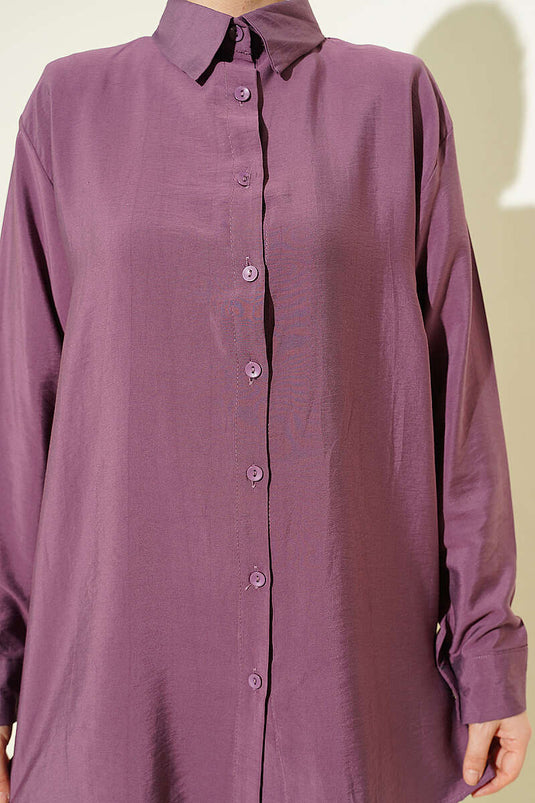 Basic Loose Shirt with Back Pleats Magenta