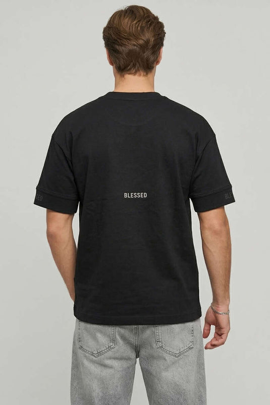 T-shirt oversize homme noir avec inscription dans le dos