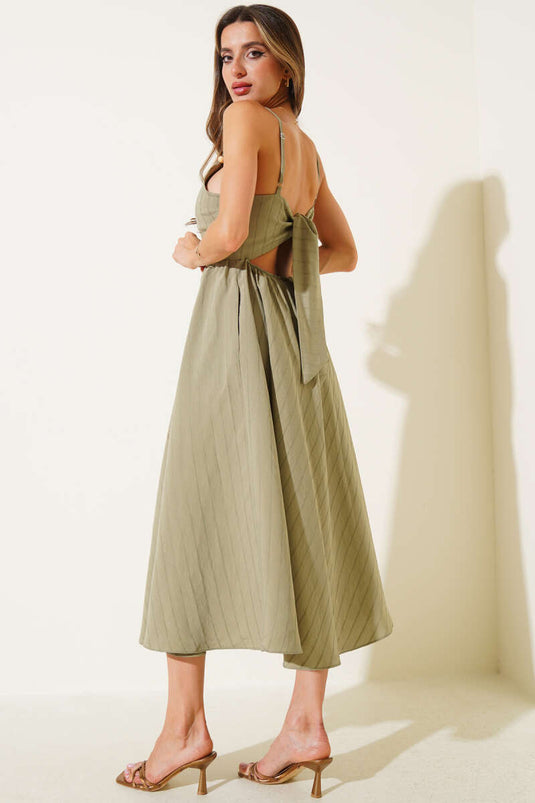 Backless Strappy Dress, Khaki