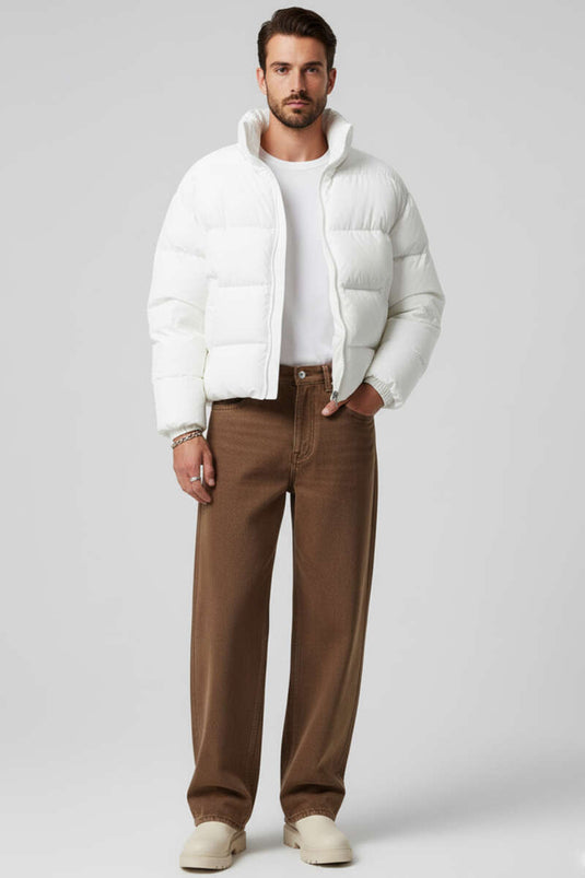 Blouson aviateur matelassé blanc pour homme