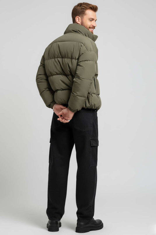 Blouson aviateur matelassé pour homme, kaki