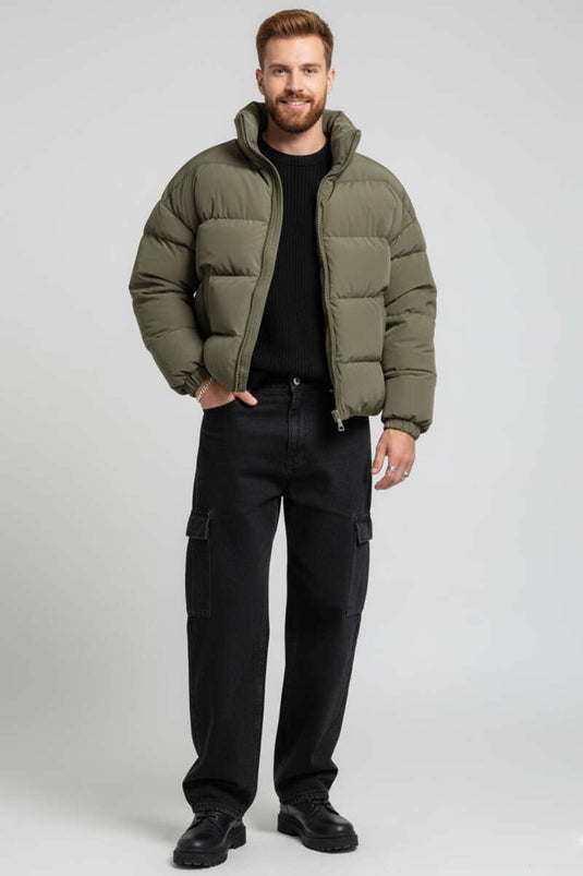 Blouson aviateur matelassé pour homme, kaki
