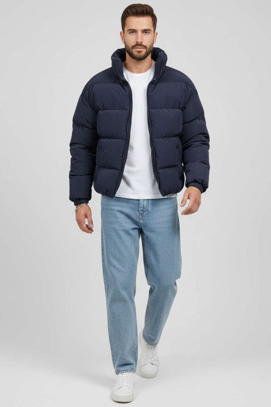 Men's Padded Bomber Jacket, Navy Blue