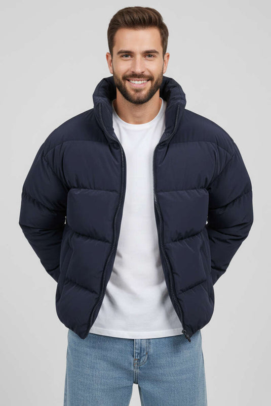 Men's Padded Bomber Jacket, Navy Blue