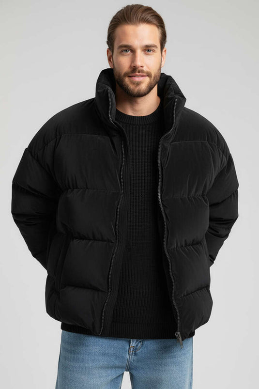 جاكيت رجالي مبطن، أسود