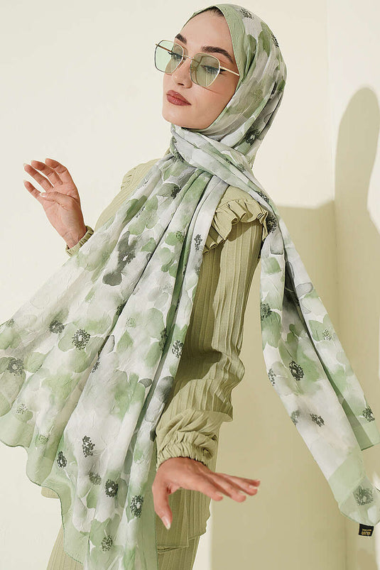 Bufanda Suave Flora De Bambú Kraş En Verde Marino