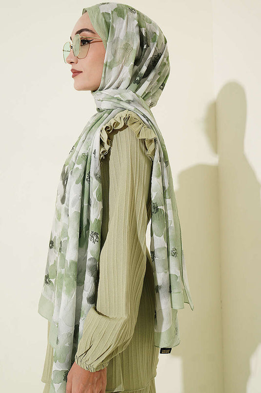 Bufanda Suave Flora De Bambú Kraş En Verde Marino