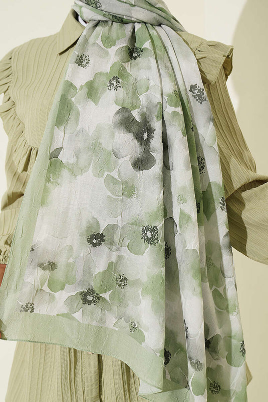 Bufanda Suave Flora De Bambú Kraş En Verde Marino