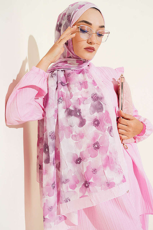 Soft Flora Bambu Kraş Şal Toz Pembe