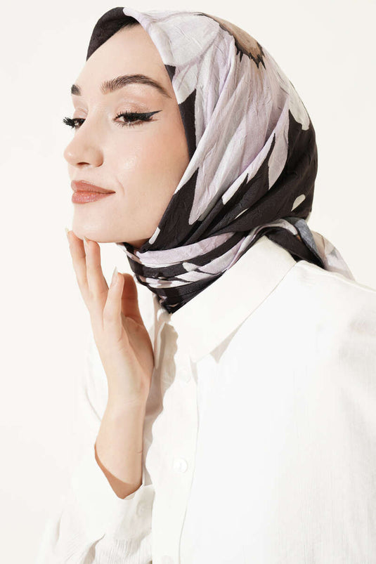 Foulard en coton imprimé floral doux Marron foncé Lilas
