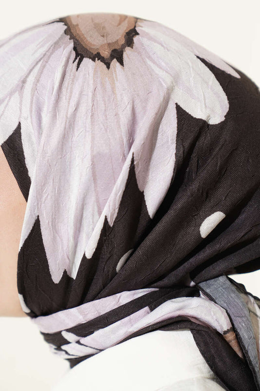 Foulard en coton imprimé floral doux Marron foncé Lilas