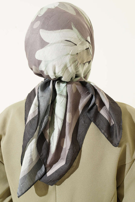 Foulard en coton imprimé floral doux couleur vison