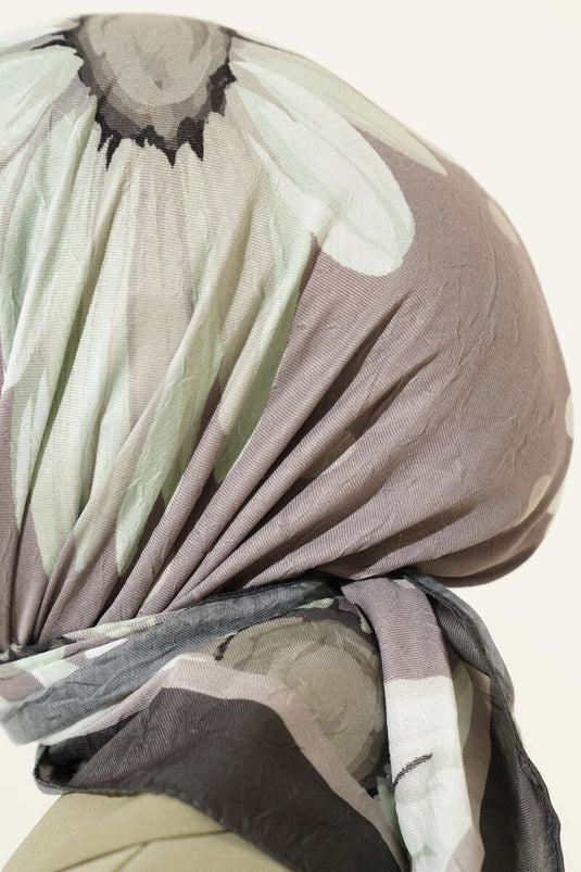 Foulard en coton imprimé floral doux couleur vison