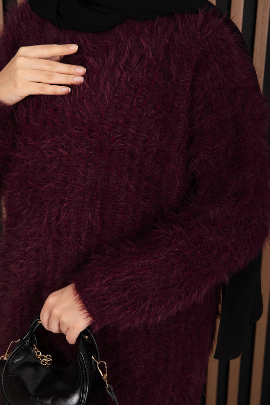 Pull en maille douce et texturée bordeaux