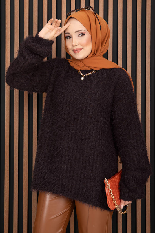 Softy Plush Textured Knit Sweater, Plum