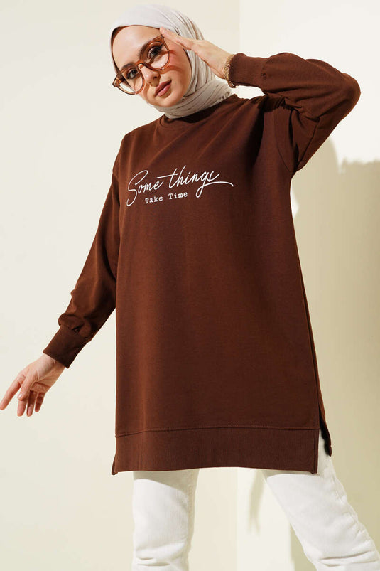 Something Printed Two Rope Tunic Brown