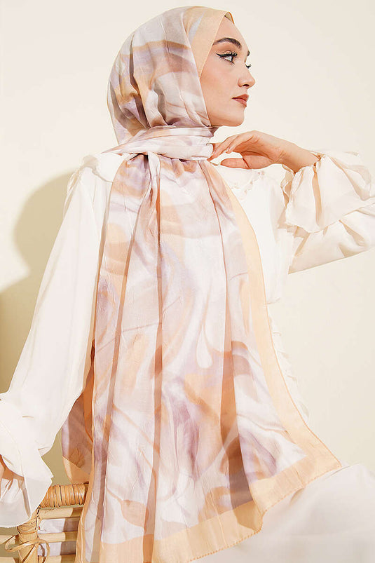 Foulard en bambou à motif feuille abstraite jaune