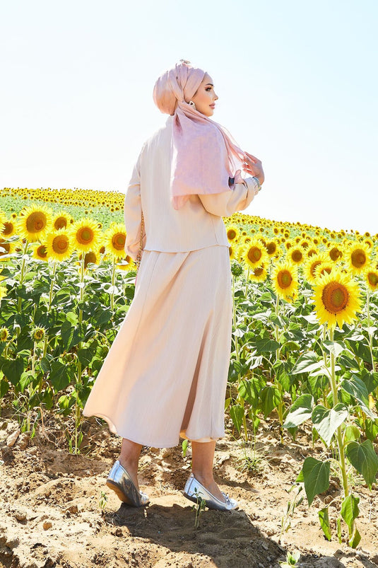 Spor Kimono Etekli Takım Bej