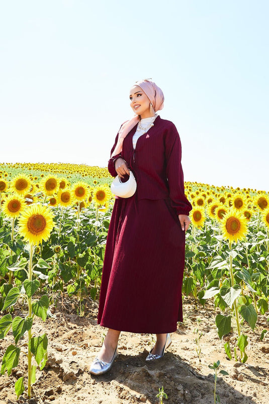 Spor Kimono Etekli Takım Bordo