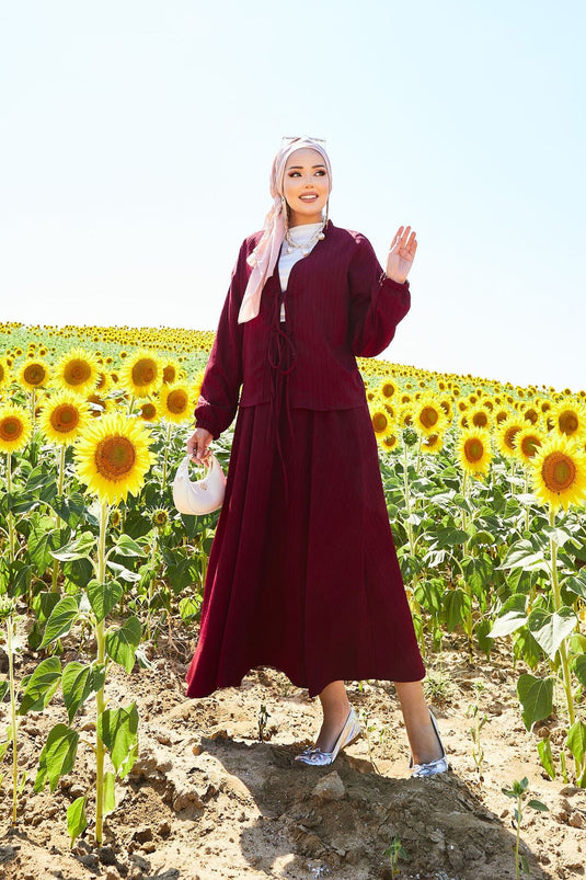 Spor Kimono Etekli Takım Bordo