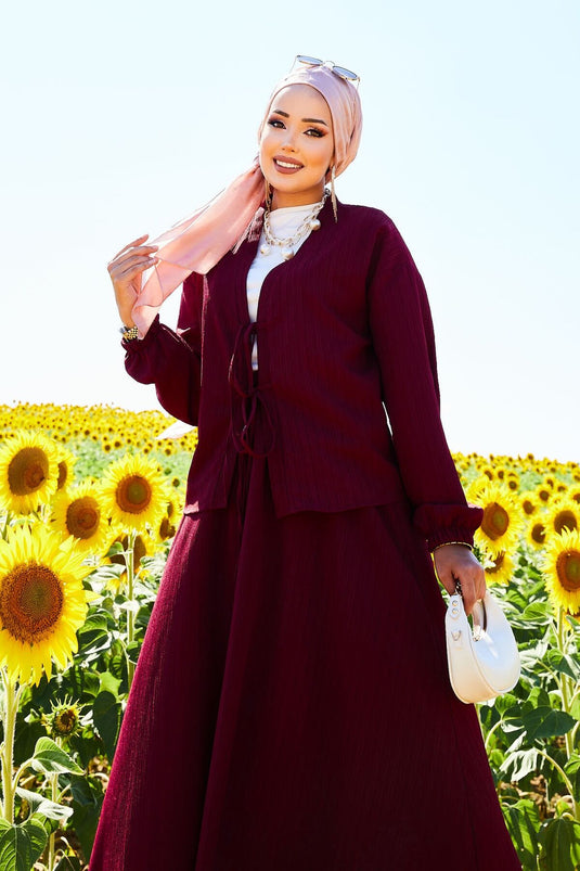 Spor Kimono Etekli Takım Bordo