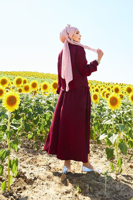 Spor Kimono Etekli Takım Bordo