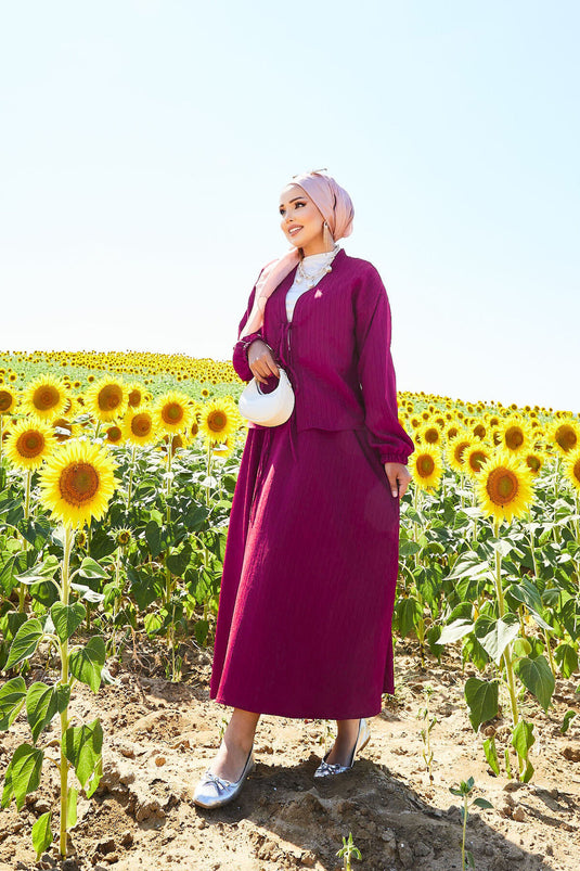 Spor Kimono Etekli Takım Fuşya