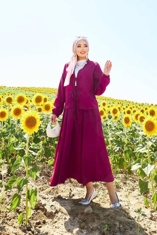 Sports Kimono Skirt Suit Fuchsia