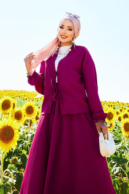 Spor Kimono Etekli Takım Fuşya