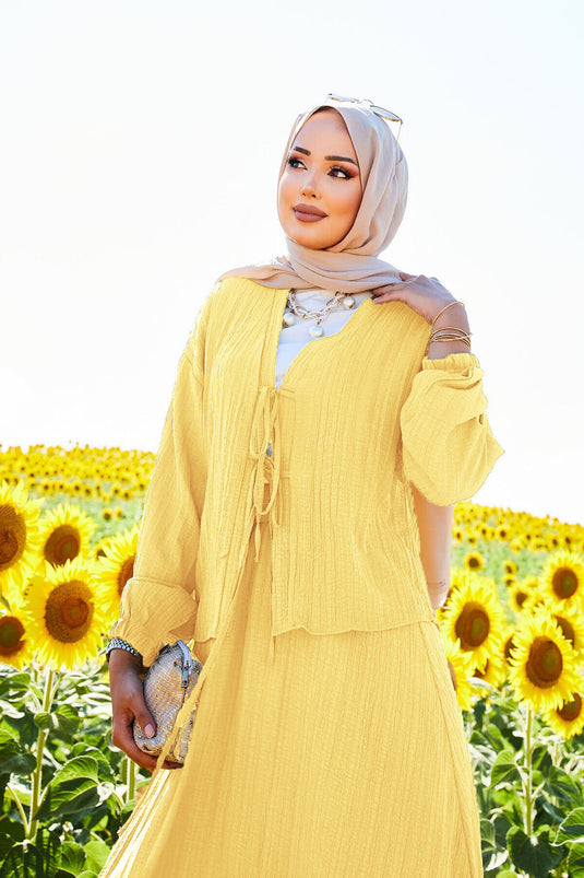 Sports Kimono Skirt Suit Yellow