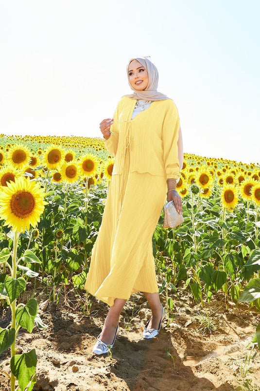 Sports Kimono Skirt Suit Yellow