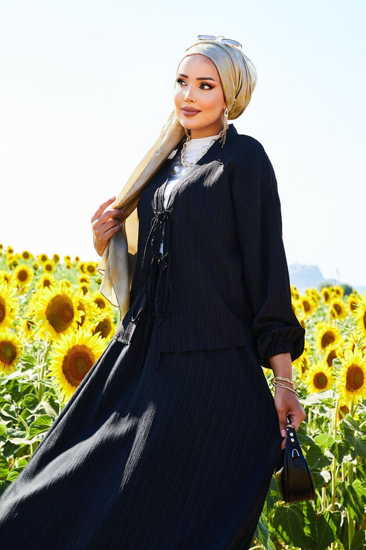 Spor Kimono Etekli Takım Siyah