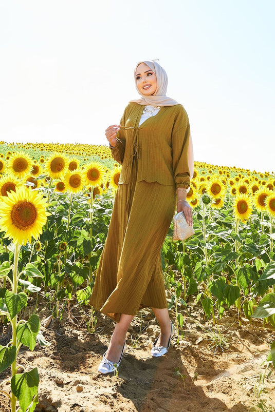 Sports Kimono Skirt Set Oil Green