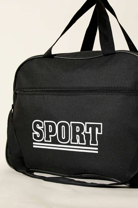 Sport Print Zippered Sports Bag Black