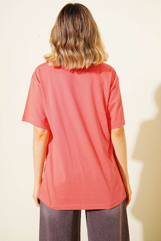 Stay Cool Baskılı T-shirt Somon
