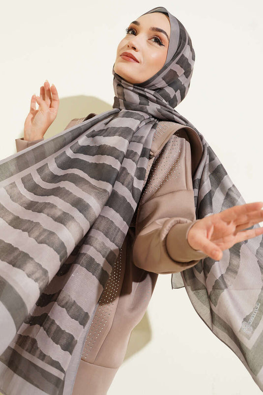 Bufanda Lina con patrón de palitos en piedra