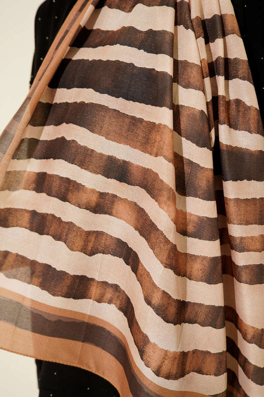 Stick Desen Lina Şal Tütün