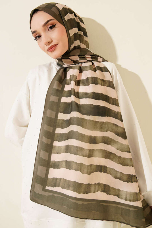 Bufanda Lina con patrón de palitos, color esmeralda