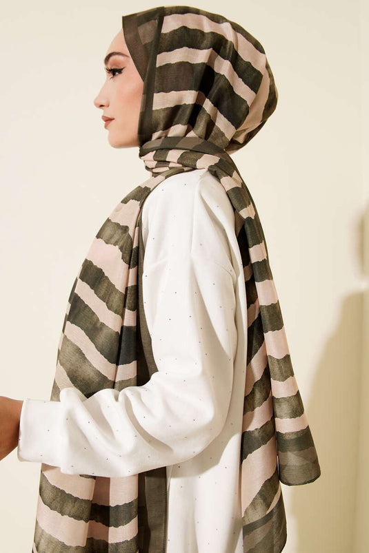 Bufanda Lina con patrón de palitos, color esmeralda