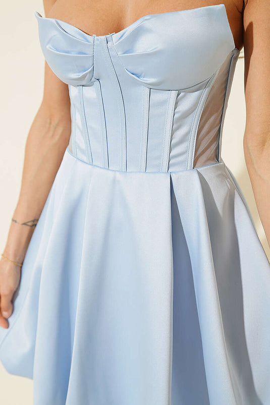 Abito Mini da Cerimonia con Scollo a Cuore Azzurro Bebè