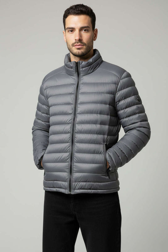 Doudoune imperméable grise pour homme