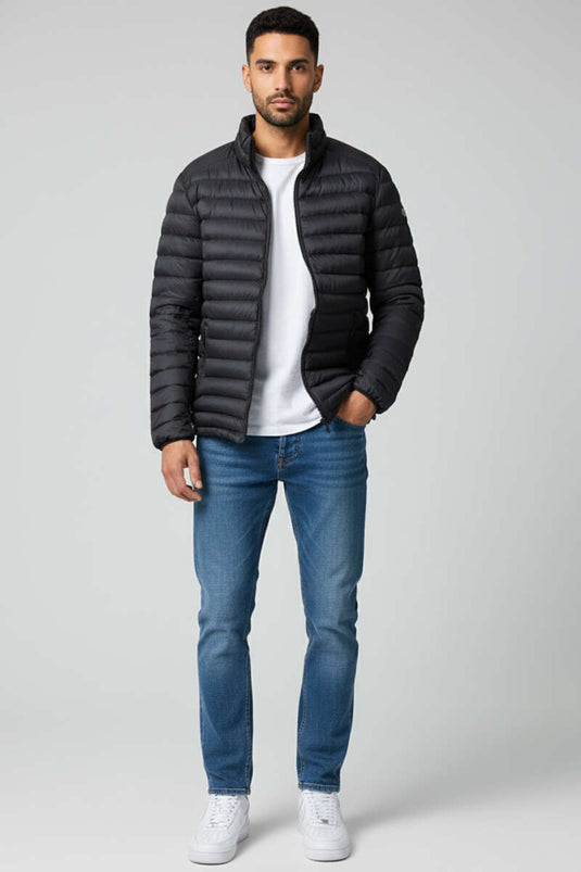 Schwarze, wasserdichte Herren-Steppjacke